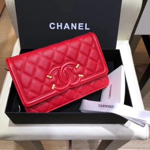 Chanel Flap Schoudertas Original Caviar Leather 5698 rood