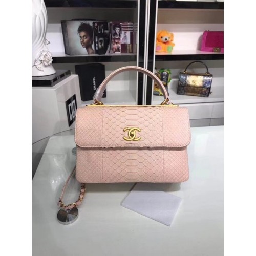 Chanel Original Snake skin lederen draagtas A92236 roze