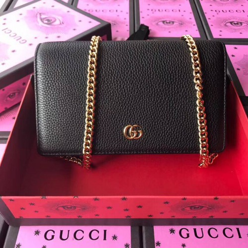 Gucci GG Marmont Original kalfsleren schoudertas 497985 zwart