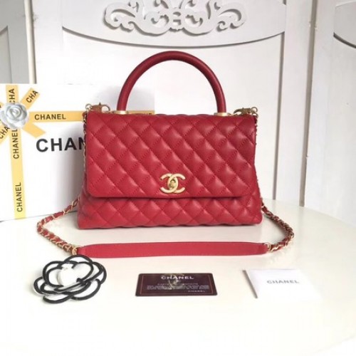 Chanel Classic Top Handle Bag Original Caviar Leather A92215 rood