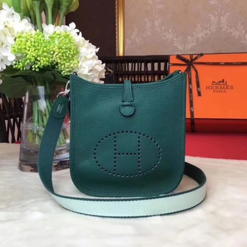 Hermes Evelyne mini 17cm koerierstas origineel kalfsleer H1187 groen