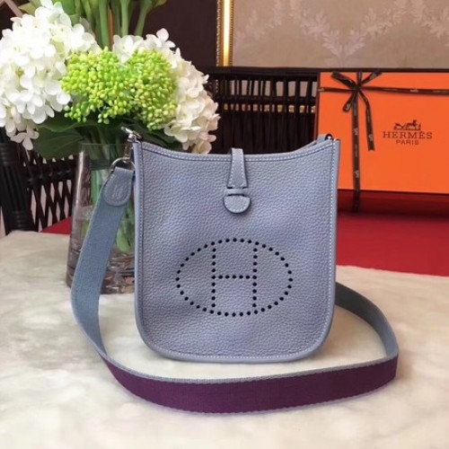 Hermes Evelyne mini 17cm koerierstas origineel kalfsleer H1187 hemelsblauw