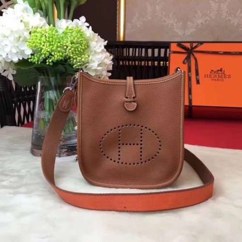 Hermes Evelyne mini 17cm koerierstas origineel kalfsleer H1187 lichtbruin