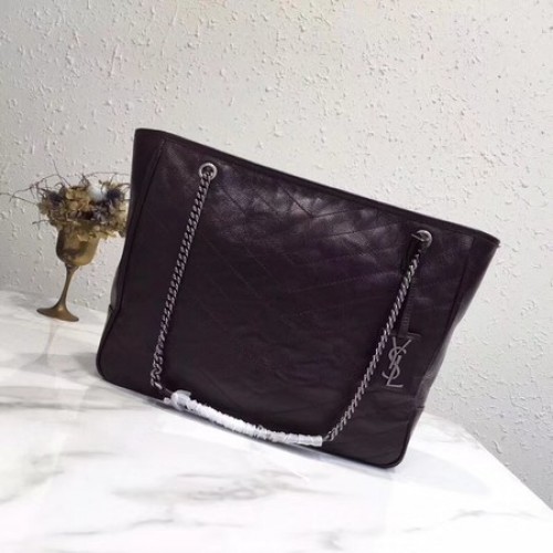 Yves Saint Laurent Origineel Kalfsleer NIKI SHOPPING TAS 5569 Wijn