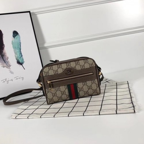 Gucci GG canvas ophidia supreme kleine schoudertas PVC 517350 bruin