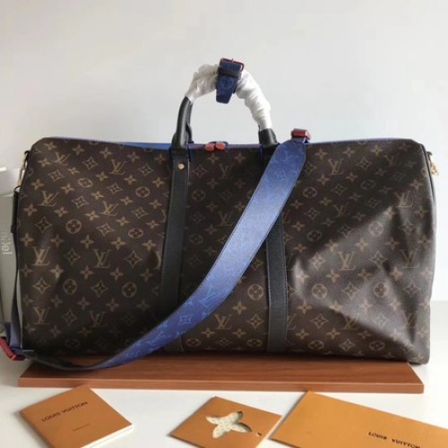 Louis Vuitton Monogram Macassar Canvas Keepall 50 riem M43817