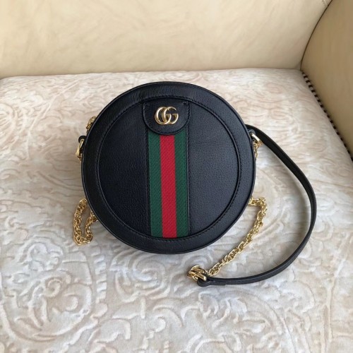 Gucci Ophidia mini ronde schouder originele leren tas 550618 Zwart