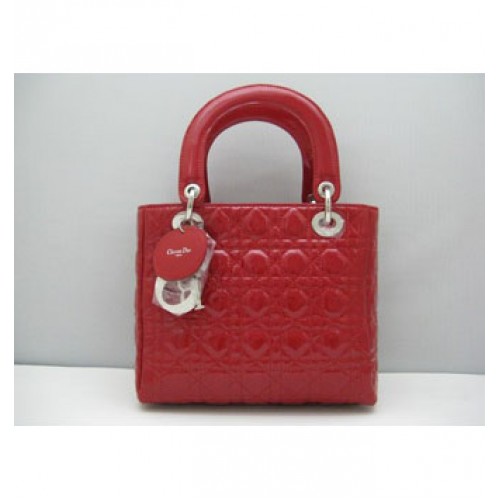 Dior Lady Dior medium laktas met handvat, rood