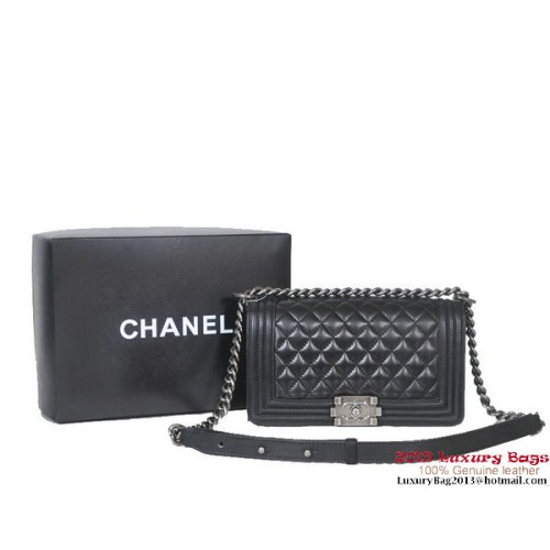 2013 Boy Chanel Flap Schoudertas Schapenleer A37003 Zwart