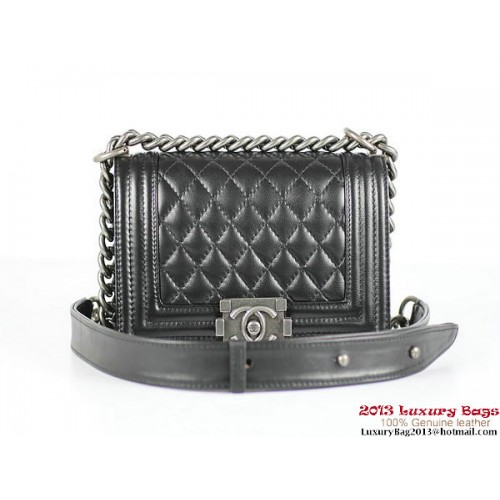 2013 Boy Chanel Flap Schoudertas Schapenleer A67024 Zwart