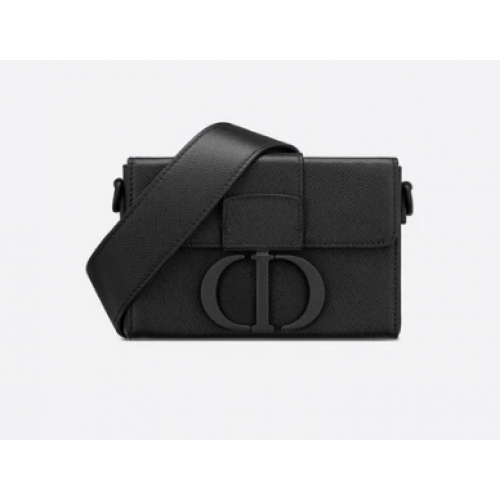 30 MONTAIGNE BOX BAG Zwart ultramat generfd kalfsleer M9204S