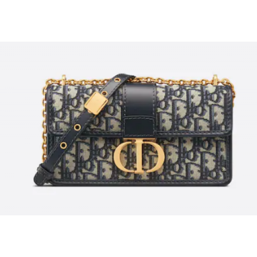 30 MONTAIGNE EAST-WEST TAS MET KETTING Blauwe Dior Oblique-jacquard M9334