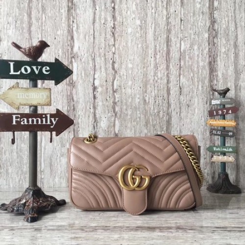 Gucci GG Marmont Matelasse lederen schoudertas 443497 abrikoos