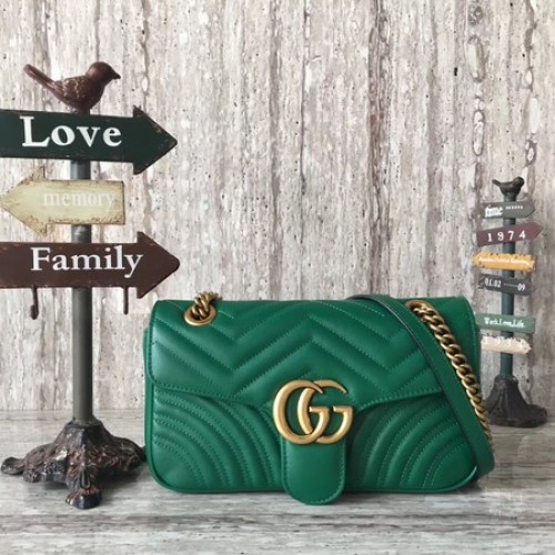 Gucci GG Marmont Matelasse lederen schoudertas 443497 groen