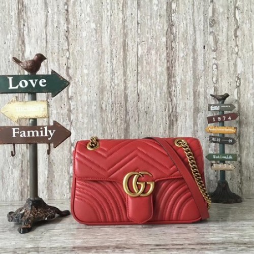 Gucci GG Marmont Matelasse schoudertas 443497 rood