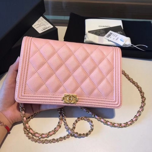 BOY CHANEL Originele Portemonnee aan Ketting A80287 Roze