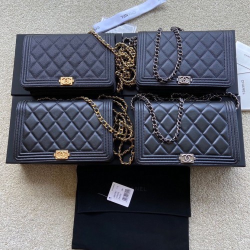 BOY CHANEL Original Wallet on Chain A80287 zwart