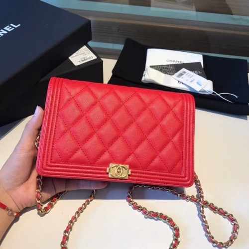BOY CHANEL Original Wallet on Chain A80287 rood
