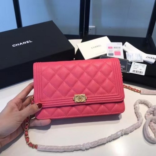 BOY CHANEL Original Wallet on Chain A80287 roze