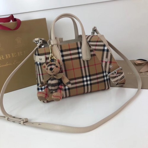 BURBERRY Baby Banner geruite schoudertas 10443 wit
