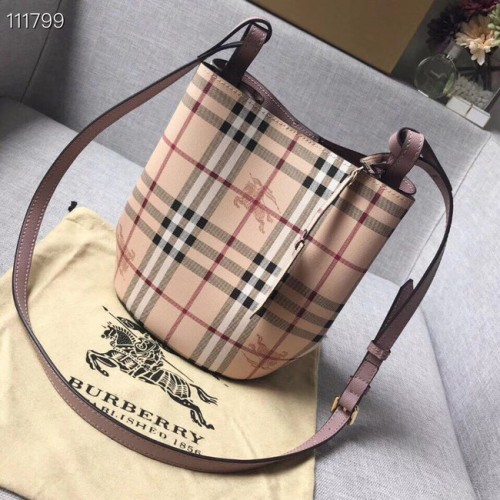 BURBERRY Banner kleine vintage geruite en leren draagtas 1581 roze