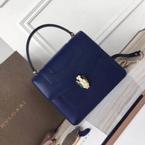 BVLGARI Originele kalfsleren draagtas 3781 blauw