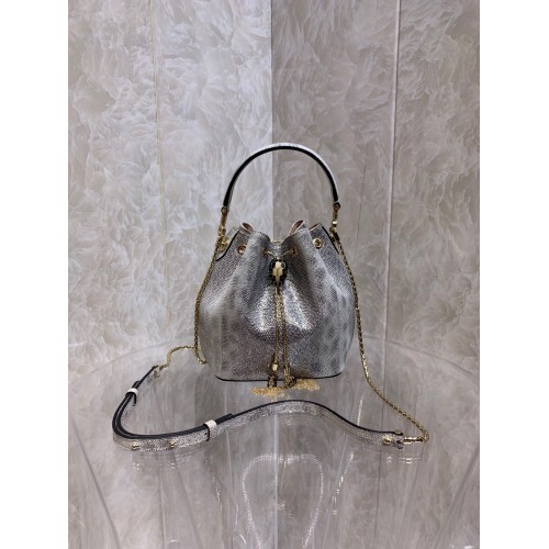 BVLGARI Original Snake Skin Bucket Bag B287614 Zilver