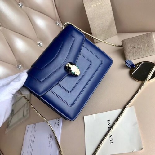 BVLGARI Serpenti Forever Flap Cover leren tas 00962 blauw