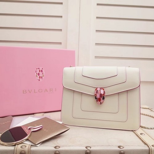 BVLGARI Serpenti Forever Flap Cover leren tas 28697 wit