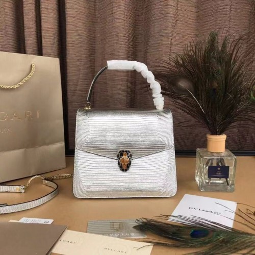 BVLGARI Serpenti Forever leren kleptas 286999 zilver