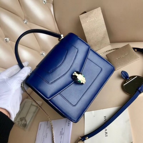 BVLGARI Serpenti Forever leren flap bag 3785 blauw