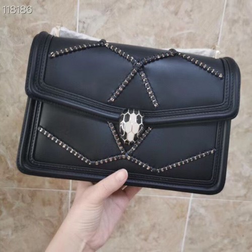 BVLGARI Serpenti Forever leren schoudertas 288656 zwart