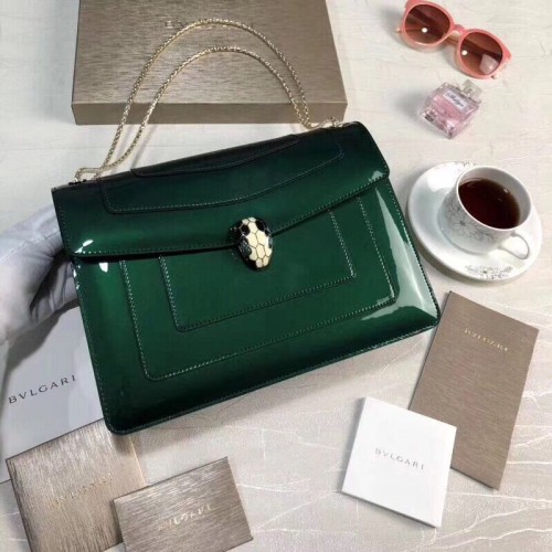 BVLGARI Serpenti Forever leren schoudertas 35108 Groen