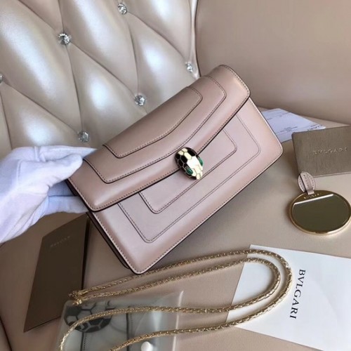 BVLGARI Serpenti Forever metallic-leren schoudertas 3389 lichtroze