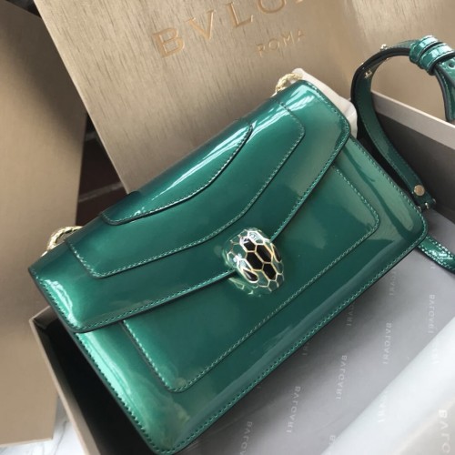 BVLGARI Serpenti Forever metallic leren schoudertas 4953 groen