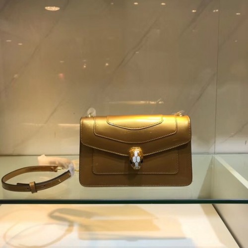 BVLGARI Serpenti Forever metallic-lederen schoudertas 91414 goud