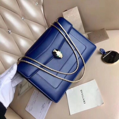 BVLGARI Serpenti leren schoudertas 14632 blauw