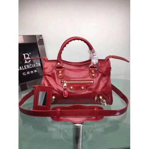 Balenciaga Giant City Gold Studs handtas 084333 rood