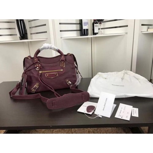 Balenciaga Giant City Gold Studs Handtas B084335 Wijn