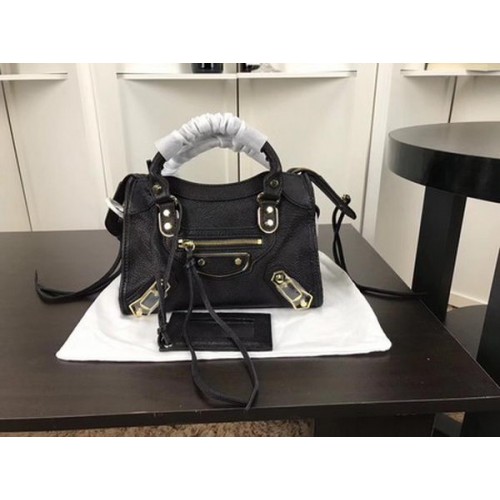 Balenciaga Giant City Gold Studs Handtas B084336 Zwart