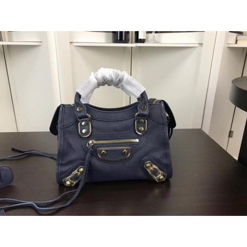 Balenciaga Giant City Gold Studs Handtas B084336 Blauw