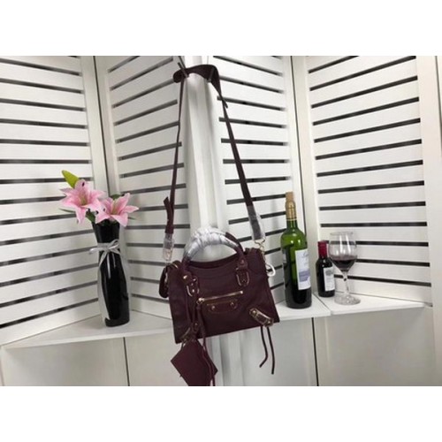 Balenciaga Giant City Gold Studs Handtas B084336 Wijn
