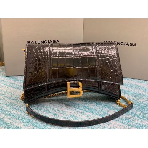 Balenciaga ZANDLOPER KETTINGTAS B164497 hardware in zwart en verouderd goud