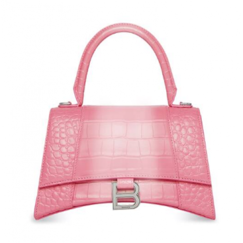 Balenciaga HOURGLASS KLEINE HANDTAS EMBOSSED CALFSLEER 59354 roze