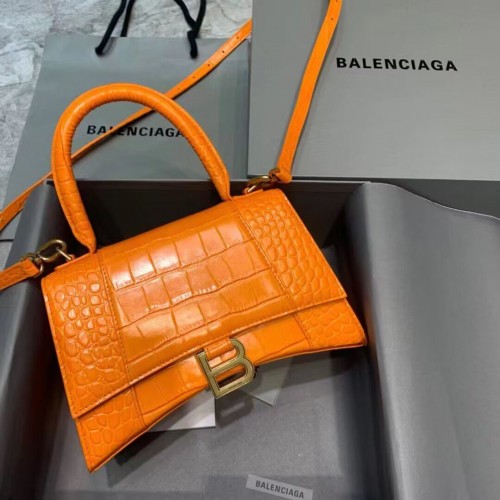 Balenciaga ZANDLOPER KLEINE HANDVATTAS Kalfsleer met krokodillenreliëf B108895C Oranje
