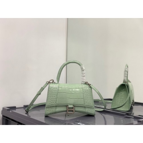 Balenciaga ZANDLOPER KLEINE HANDVATTAS Kalfsleer met krokodillenreliëf B108895E lichtgroen