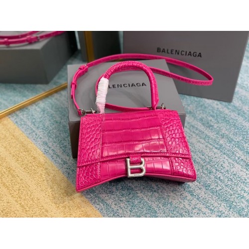 Balenciaga ZANDLOPER KLEINE HANDVATTAS Kalfsleer met krokodillenreliëf B108895E neonroze