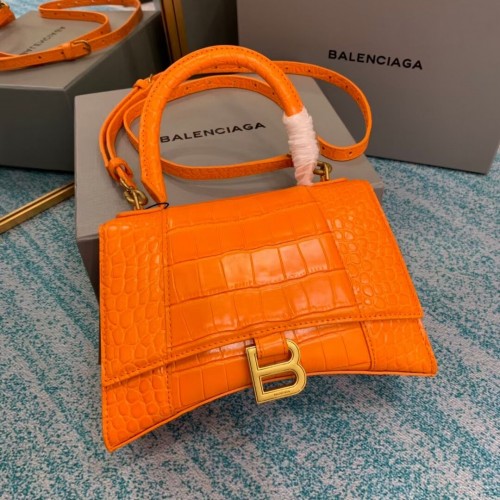 Balenciaga ZANDLOPER KLEINE HANDVATTAS Kalfsleer met krokodillenreliëf B108895E oranje