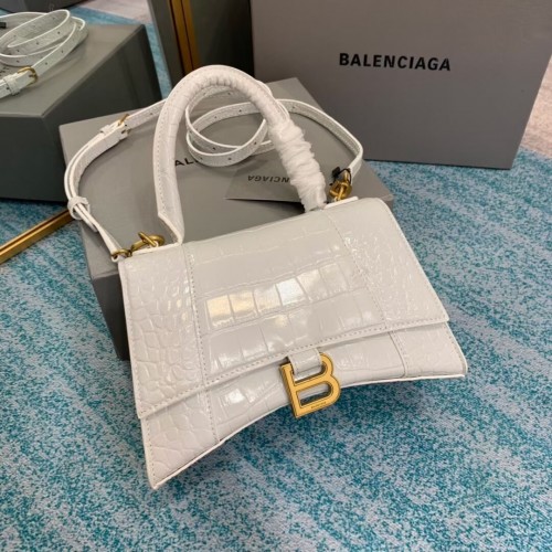 Balenciaga ZANDLOPER KLEINE HANDVATTAS Kalfsleer met krokodillenreliëf B108895E wit
