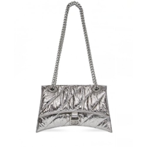Balenciaga ZANDLOPER Portemonnee Met Kettingolie Wax Huid 656051 Zilver